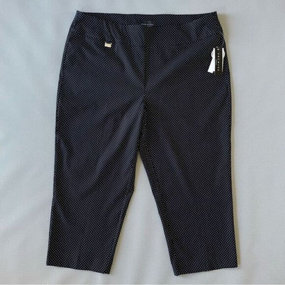 NWT Premise Bengaline Swiss Dot Black Pull-On CroppedβCapri Dress Pants Sz 2X